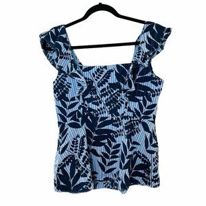 BANANA REPUBLIC Womens Blue Ruffle Sleeveless Top  Size: 6